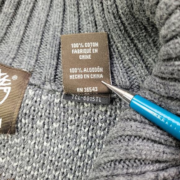 Gray Timberland Convertible Button Mock Turtleneck Fair Isle Sweater size Large - Picture 15 of 16